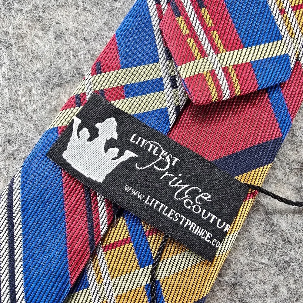 Littlest Prince Couture Boys Zipper Tie 8-11Y Multicolor Plaid Polyester 17 inch
